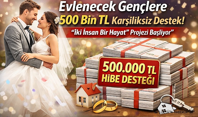 Evlenecek Gençlere 500 Bin TL Geri Ödemesiz Destek! “İki İnsan Bir Hayat” Projesi Başlıyor